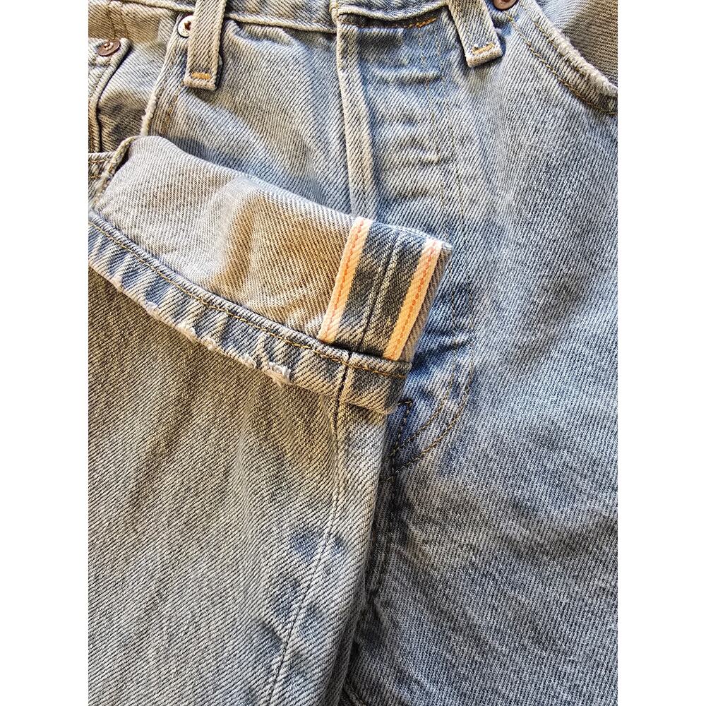 Levis 501 Selvedge Jeans White Oak Cone Denim Womens 25 Blue Distressed Skinny - Picture 15 of 16